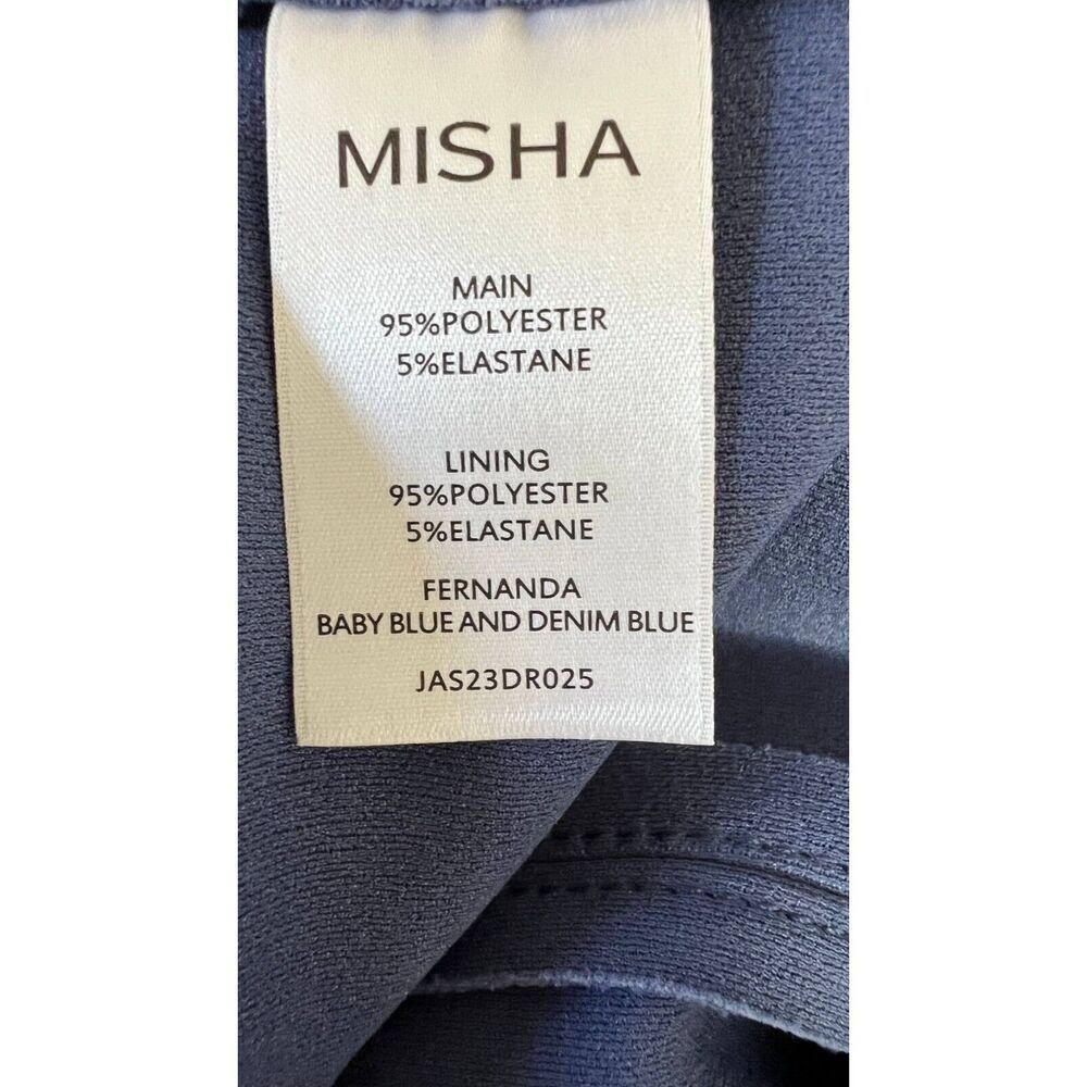 Misha Fernanda Two Tone Midi Dress Women's Medium Navy Blue Cutout Back Zipper D - Picture 9 of 10